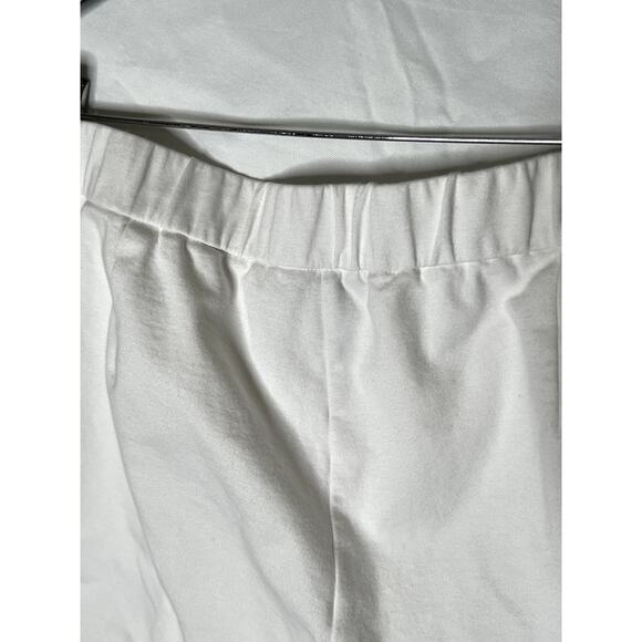 Eileen fisher size PM white pants stretchy button-fly pockets waist cropped - Picture 10 of 13